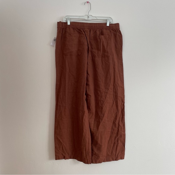 Old Navy Maplewood Brown Linen Blend Pants Wide Leg High Rise Beach Large NWT - Picture 5 of 11